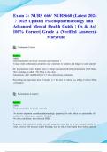 Exam 2: NURS 660/ NURS660 (Latest 2024/ 2025 Update) Psychopharmacology and Advanced Mental Health Guide | Qs & As| 100% Correct| Grade A (Verified Answers)- Maryville