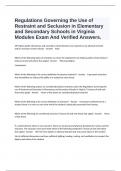  Regulations Governing the Use of Restraint and Seclusion in Elementary and Secondary Schools in Virginia Modules Exam And Verified Answers.