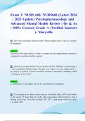 Exam 3: NURS 660/ NURS660 (Latest 2024/ 2025 Update) Psychopharmacology and Advanced Mental Health Review | Qs & As| 100% Correct| Grade A (Verified Answers)- Maryville