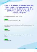 Exam 2: NURS 660/ NURS660 (Latest 2024/ 2025 Update) Psychopharmacology and Advanced Mental Health Review | Qs & As| 100% Correct| Grade A (Verified Answers)- Maryville