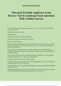 Wisconsin Pesticide Applicator Exam Review: Turf & Landscape Exam Questions With Verified Answers