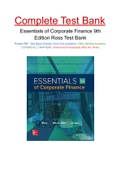 Essentials of Corporate Finance 9th Edition Ross Test Bank