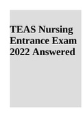 TEAS Nursing Entrance Exam 2022 Answered