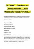 FM COMAT | Questions and Correct Answers | Latest Update 2024/2025 | Graded A+