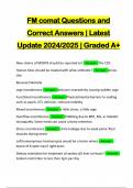 FM comat Questions and Correct Answers | Latest Update 2024/2025 | Graded A+