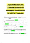 Lifeguard Written Test | Questions and Correct Answers | Latest Update 2024/2025 | Graded A+