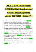 CDCA LOCAL ANESTHESIA EXAM REVIEW | Questions and Correct Answers | Latest Update 2024/2025 | Graded A+