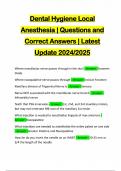 Dental Hygiene Local Anesthesia | Questions and Correct Answers | Latest Update 2024/2025