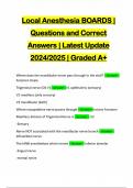 Local Anesthesia BOARDS | Questions and Correct Answers | Latest Update 2024/2025 | Graded A+