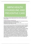 ABFM HEALTH COUNSELING AND PREVENTIVE CARE