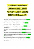 Local Anesthesia Board | Questions and Correct Answers | Latest Update 2024/2025 | Graded A+