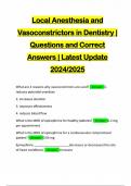 Local Anesthesia and Vasoconstrictors in Dentistry | Questions and Correct Answers | Latest Update 2024/2025