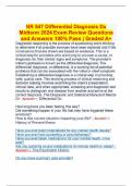 NR 547 Differential Diagnosis Dx Midterm 2024 Exam Review Questions and Answers 100% Pass | Graded A+