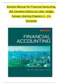 Solution Manual For Financial Accounting, 8th Canadian Edition 2024, by Libby, Hodge, All 1-13 Chapters Covered ,Latest Edition, 