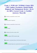 Exam 1 & Exam 2: NURS 661/ NURS661 (Latest 2024/ 2025 Updates STUDY BUNDLE WITH SOLUTIONS) Psychiatric Mental Health Diagnosis and Management | Qs & As| 100% Correct| Grade A (Verified Answers)- Maryville