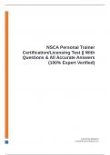 NSCA Personal Trainer Certification/Licensing Test || With Questions & All Accurate Answers (100% Expert Verified)