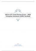 NSCA-CPT Final Review Exam – With Complete Solutions (100% Verified)