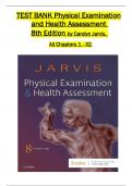 TEST BANK  Physical Examination and Health Assessment 8th Edition, by Carolyn Jarvis All 1-32 Chapters Covered ,Latest Edition, ISBN:9780323679084