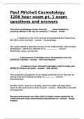 Paul Mitchell Cosmetology 1200 hour exam pt. 1 exam questions and answers.