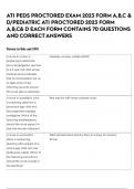 ATI PEDS PROCTORED EXAM 2023 FORM A,B,C & D/PEDIATRIC ATI PROCTORED 2023 FORM A,B,C& D EACH FORM CONTAINS 70 QUESTIONS AND CORRECT ANSWERS