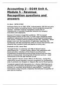 Accounting 2 - D249 Unit 4, Module 5 - Revenue Recognition questions and answers