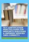 TS-C CERTIFICATION PRACTICE EXAM FOR MEDCERTS QUESTIONS & ANSWERS VERIFIED 100% CORRECT!!