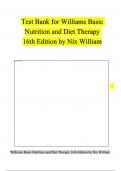 Complete Test bank For Williams Basic Nutrition And Diet Therapy 16th Edition By Nix William! RATED A+