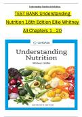 Test Bank For Understanding Nutrition 16th Edition by (Whitney/Rolfe's) All 1-20 Chapters Covered ,Latest Edition ISBN: 9780357447512,