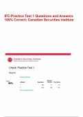 IFC-Practice Test 1 Questions and Answers 100% Correct; Canadian Securities Institute