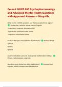 Exam 4: NURS 660 Psychopharmacology and Advanced Mental Health Questions with Approved Answers Graded A |Latest 2024/2025  – Maryville. 