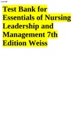 Test Bank forEssentials of NursingLeadership andManagement 7thEdition Weiss