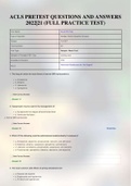 ACLS PRETEST QUESTIONS AND ANSWERS 2022|23 (FULL PRACTICE TEST)