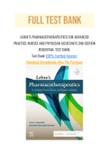 LEHNE’S PHARMACOTHERAPEUTICS FOR ADVANCED PRACTICE NURSES AND PHYSICIAN ASSISTANTS 2ND EDITION ROSENTHAL TEST BANK.