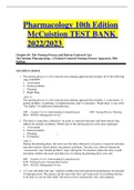 Pharmacology 10th Edition McCuistion TEST BANK 2022/2023 