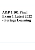 A&P 1 101 Final Exam 1 Latest 2022 - Portage Learning