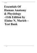 Essentials Of Human Anatomy & Physiology -11th Edition by Elaine N. Marieb – Test Bank