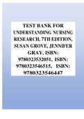 Test Bank for Understanding Nursing Research, 7th Edition, Susan Grove, Jennifer Gray