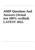 AHIP Questions And Answers (Actual test 100% verified) LATEST 2022.