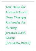 Test Bank for Abrams’clinical Drug Therapy Rationales for Nursing practice,13th Editon [Frandsen,2025]