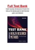 TEST BANK INTRODUCTION TO HEALTH RESEARCH METHODS 3RD JACOBSEN