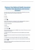 Pearson Vue National Health Insurance Practice Test Questions and Correct Answers