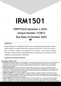 IRM1501 PORTFOLIO (ANSWERS) OCTOBER NOVEMBER 2024 - DISTINCTION GUARANTEED