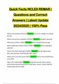 Quick Facts NCLEX REMAR | Questions and Correct Answers | Latest Update 2024/2025 | 100% Pass