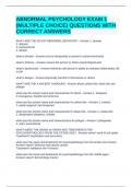 ABNORMAL PSYCHOLOGY EXAM 1 (MULTIPLE CHOICE) QUESTIONS WITH CORRECT ANSWERS