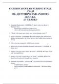 CARDIOVASCULAR NURSING FINAL  EXAM  120+ QUESTIONS AND ANSWERS  MODULE3  A+ GRADED 