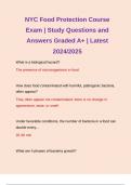 NYC Food Protection Course Exam | Study Questions and Answers Graded A+ | Latest 2024/2025