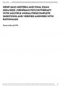 NRNP 6645 MIDTERM AND FINAL EXAM 2024/2025 /NRNP6645 PSYCHOTHERAPY WITH MULTIPLE MODALITIES|COMPLETE QUESTIONS AND VERIFIED ANSWERS WITH RATIONALES