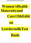 Test bank for Maternity and Women's Health Care 13th Edition by Deitra Leonard Lowdermilk,Kitty Cashion, Kathryn Rhodes Alden, Ellen Olshansky and Shannon E. Perry ISBN:9780323810180 Chapter 1-38 | Complete Guide