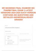 NR 565/NR565 FINAL EXAM/NR 565 PHARM FINAL EXAM 2 LATEST VERSIONS 2024-2025 EACH VERSION CONTAINS 200 QUESTIONS AND DETAILED ANSWERS|ALREADY GRADED