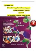 TEST BANK CRITICAL THINKING, CLINICAL REASONING AND CLINICAL JUDGEMENT A PRACTICAL APPROACH 7TH EDITION ALL CHAPTERS INCLUDED AND COMPLETE GUIDE.